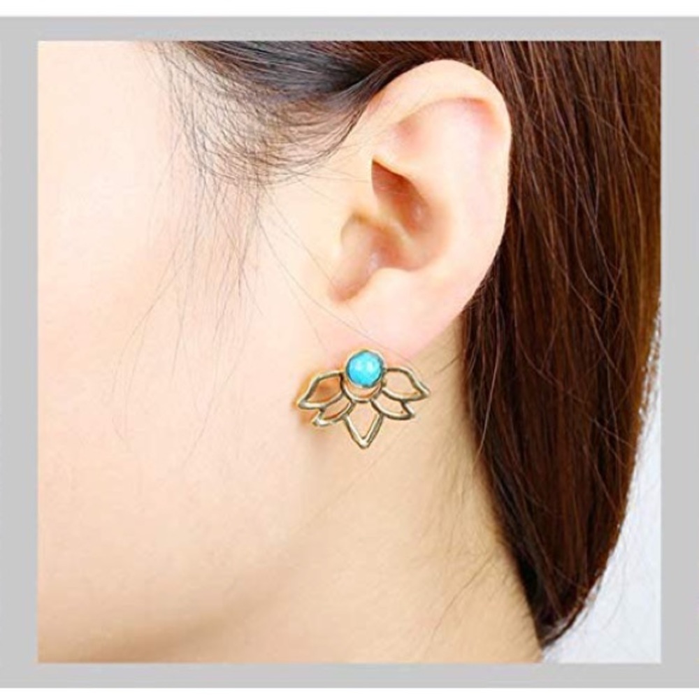 💋4/$25💋3-pc Multi-Way Turquoise Lotus Earrings🌸